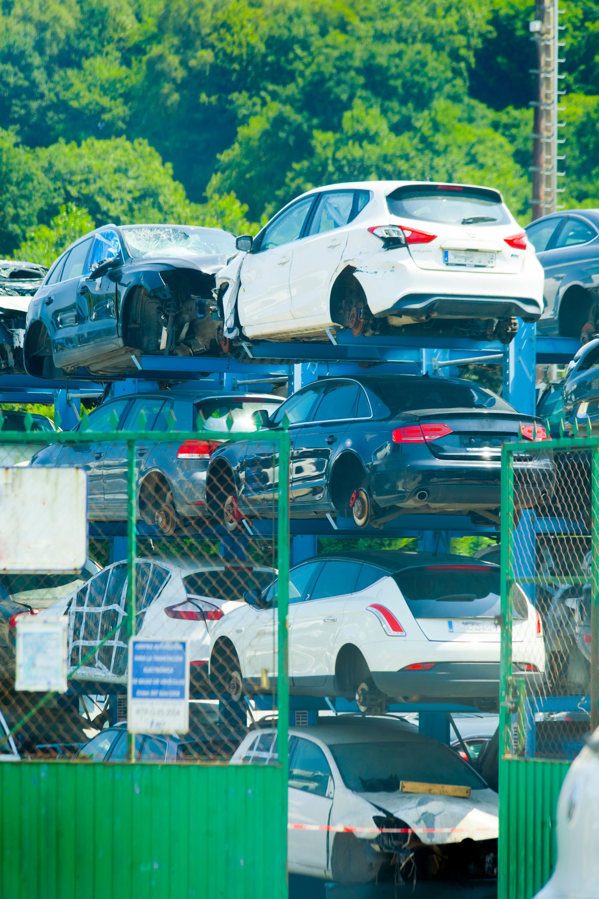 Wrecked car junkyard